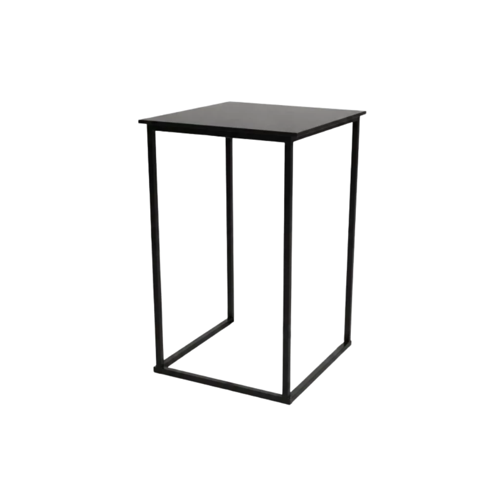 black cubic poseur table hire fff