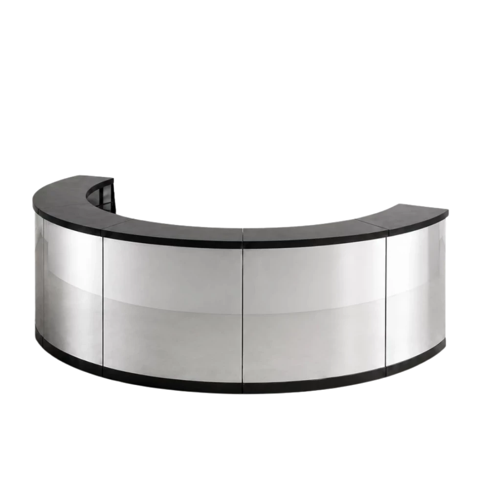 half round silver mirror bar hire ff