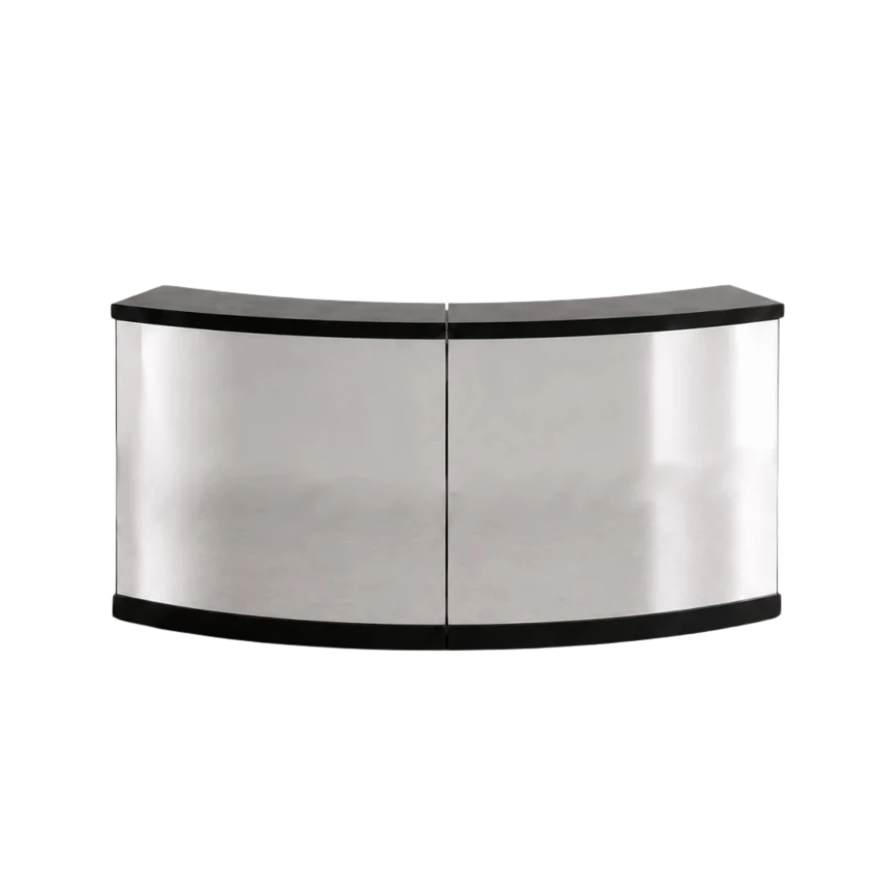 quarter round silver mirror bar hire