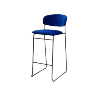 Blue Velvet Cushion Stool